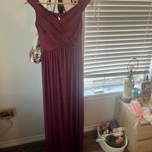 Elegant Wine Sleeveless Bridesmaids Dress - Women